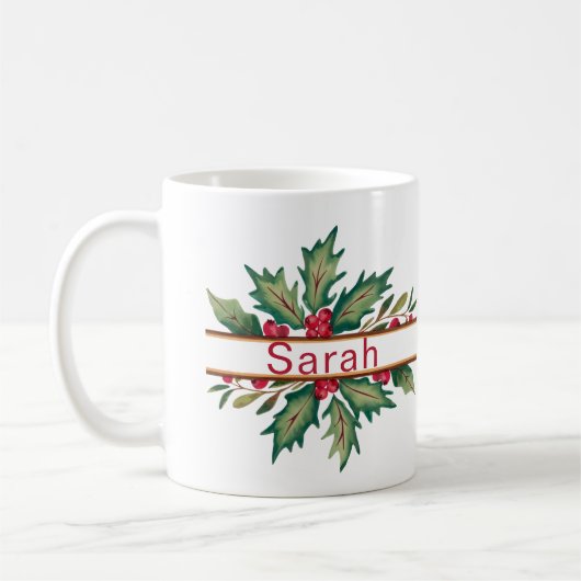Elegante Kerstkrans Kerstnaam Koffiemok (Links)
