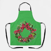Elegante Kerstkrans met Rode Strik, Hulst & Prikke Schort (Voorkant)