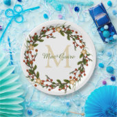 Elegante Kerstkrans Monogram Initiaal Papieren Bordje (Feest)