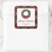 Elegante Kerstkrans Rood Groen Geruite Stickers (Tas)
