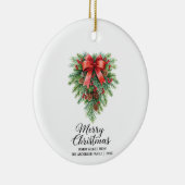 Elegante kerstkrans vakantie keramisch ornament (Rechts)