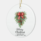 Elegante kerstkrans vakantie keramisch ornament (Links)