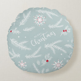 Elegante kerstkussen met dennenboom & schrift rond kussen