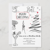 Elegante Kerstlijn Kunstfeest Kaart (Voorkant)
