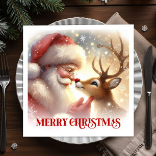 Elegante kerstmaaltijd met Kerstman en Rudolph Servet