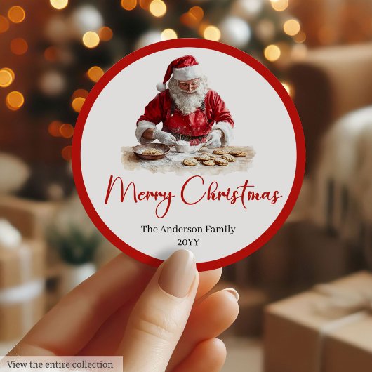 Elegante kerstman cadeauetikette sticker sjabloon