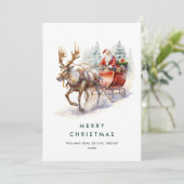 Elegante Kerstman Kerst Herten Corporate Feestdagenkaart (Staand voorkant)