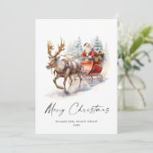 Elegante Kerstman Kerst Herten Corporate Feestdagenkaart (Staand voorkant)