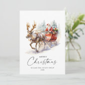 Elegante Kerstman Kerst Herten Corporate Feestdagenkaart (Staand voorkant)