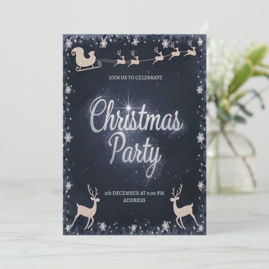 Elegante Kerstman Kerstfeest Uitnodiging (Staand voorkant)