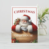 Elegante kerstman open huis uitnodiging (Staand voorkant)