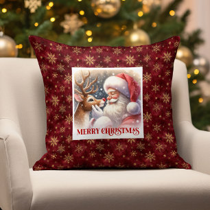 Elegante Kerstman Rudolph Cute Klassieke Kerstmis Kussen