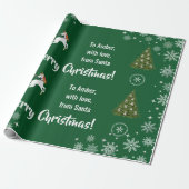 Elegante kerstman slee eenhoorn personaliseren cadeaupapier (Uitgerold)