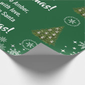 Elegante kerstman slee eenhoorn personaliseren cadeaupapier (Hoek)