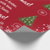 Elegante kerstman slee eenhoorn personaliseren cadeaupapier (Hoek)