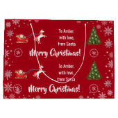 Elegante kerstman slee eenhoorn personaliseren groot cadeauzakje (Achterkant)