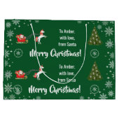 Elegante kerstman slee eenhoorn personaliseren groot cadeauzakje (Achterkant)