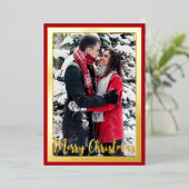 Elegante Kerstmis Aangepaste Fotolijst   Folie Feestdagenkaart (Staand Voorkant)