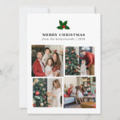 Elegante Kerstmis Bloemen Familie Fotocollage Feestdagenkaart (Voorkant)