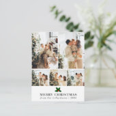 Elegante Kerstmis Bloemen Familie Fotocollage Feestdagenkaart (Staand voorkant)
