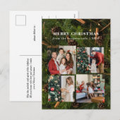 Elegante Kerstmis Bloemen Familie Fotocollage Feestdagenkaart (Voorkant / Achterkant)