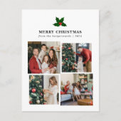 Elegante Kerstmis Bloemen Familie Fotocollage Feestdagenkaart (Voorkant)