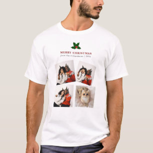 Elegante Kerstmis Bloemen Familie Fotocollage T-shirt