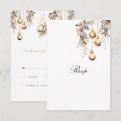 Elegante Kerstmis Bloemen RSVP-kaart RSVP Kaartje (Voorkant / Achterkant)