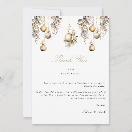 Elegante Kerstmis Bloemenwinter Dank u kaart (Voorkant)