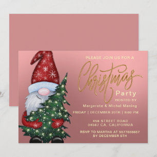Elegante Kerstmis Bokeh Tree Party Goud Roze Kaart