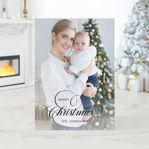 Elegante Kerstmis Calligrafie 1-Foto Feestdagen Kaart