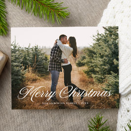 Elegante Kerstmis Calligrafie Script Foto Feestdagenkaart