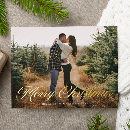 Elegante Kerstmis Calligrafie Script Foto Folie Feestdagen Briefkaart
