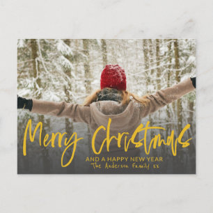 Elegante Kerstmis Calligraphy Foto Briefkaart