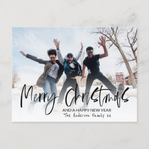 Elegante Kerstmis Calligraphy Foto Vakantie Briefkaart