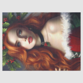 Elegante Kerstmis Dames Met Rood Haar Tissuepapier