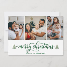 Elegante Kerstmis Familie 3 Foto's Plat Kaart