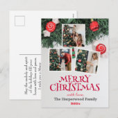 Elegante Kerstmis Familie Foto Collage Feestdagenkaart (Voorkant / Achterkant)