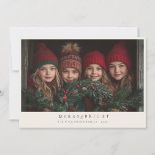 Elegante Kerstmis Familie Foto met Landelijke Sfee Feestdagenkaart