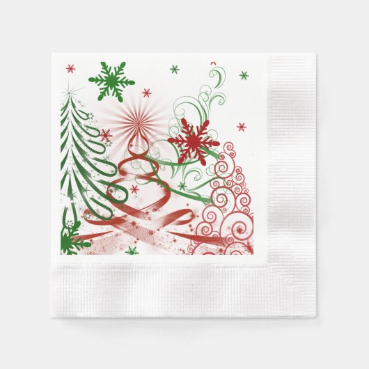 Elegante Kerstmis, Feestdag, Rood en Groen Servetten (Voorkant)