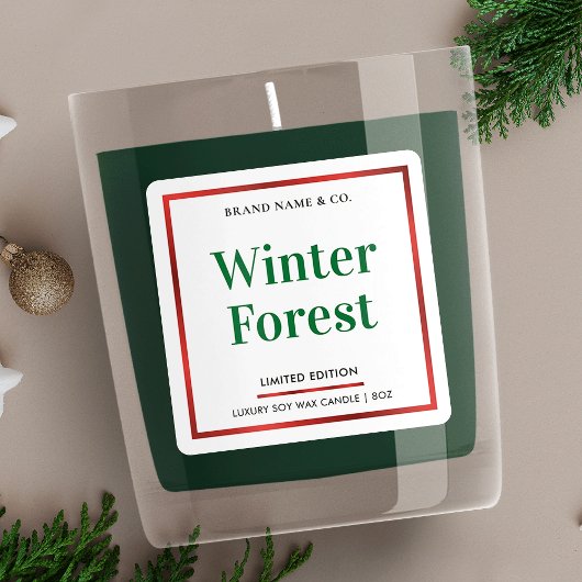 Elegante Kerstmis Feestelijke Kleuren Kaars Verpak Vierkante Sticker