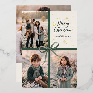 Elegante Kerstmis Frame Familie Fotocollage Folie Feestdagenkaart
