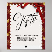 Elegante Kerstmis Geheim Kerstman Geschenken Excha Poster (Voorkant)