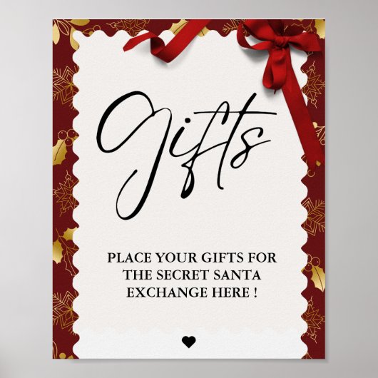 Elegante Kerstmis Geheim Kerstman Geschenken Excha Poster (Voorkant)