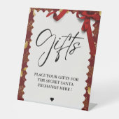 Elegante Kerstmis Geheim Kerstman Geschenken Excha Reclamebord Met Voetstuk (Voorkant)