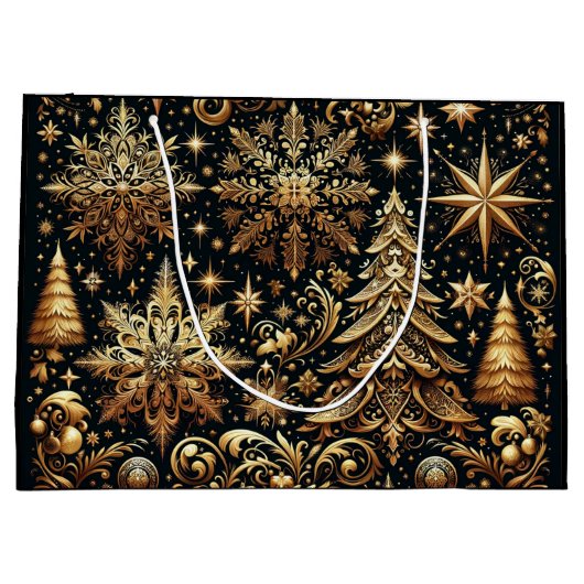 Elegante Kerstmis Gift Bag Groot Cadeauzakje (Achterkant)