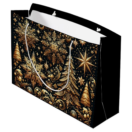 Elegante Kerstmis Gift Bag Groot Cadeauzakje (Achterkant Gekanteld)