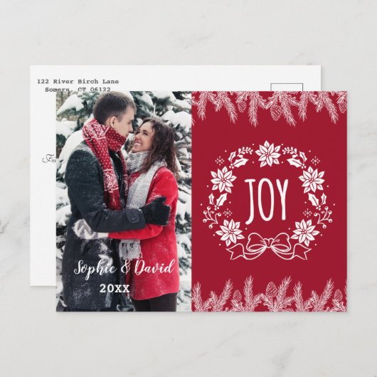 Elegante Kerstmis Goud Dennen Vrolijkheid Sierlijk Uitnodiging Briefkaart (Voorkant / Achterkant)