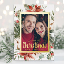 Elegante Kerstmis Goud Folie Vakantiekaart Folie Feestdagenkaart