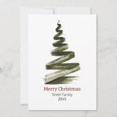 Elegante Kerstmis Groene Boom Aquarel Kaart (Voorkant)